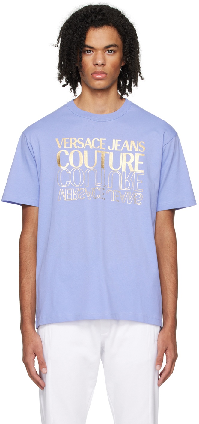 Versace Jeans Couture Blue Bonded T-Shirt Versace