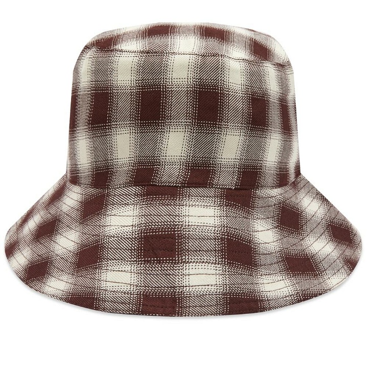 Photo: Bode Men's Shadow Plaid Hat in Brown White
