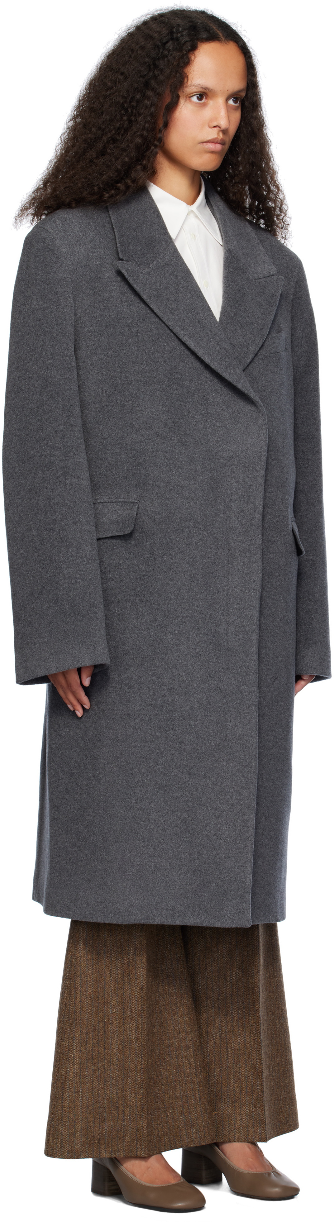 REMAIN Birger Christensen Gray Heavy Wool Long Coat