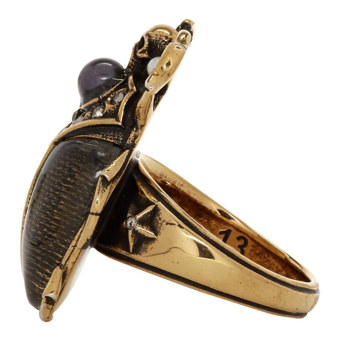 Early Victorian Diamond Ruby Demantoid Garnet Silver-Topped 14 Karat Gold  Beetle Ring | Wilson's Estate Jewelry