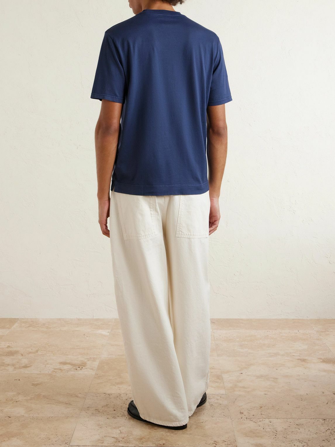 FEDELI - Organic Cotton-Jersey T-Shirt - Blue