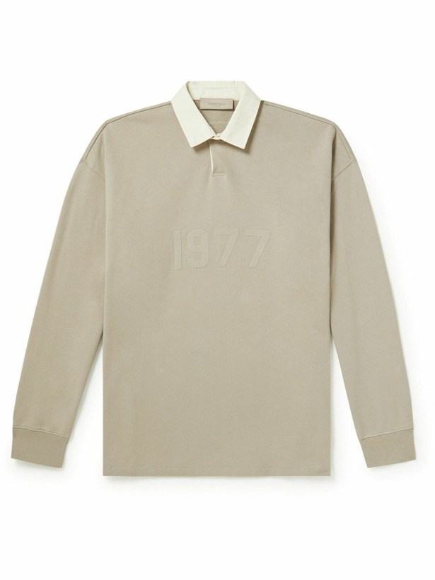 Photo: FEAR OF GOD ESSENTIALS - Oversized Logo-Flocked Cotton-Jersey Polo Shirt - Gray
