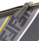 Fendi - Logo-Print Leather Zip-Around Wallet - Men - Gray