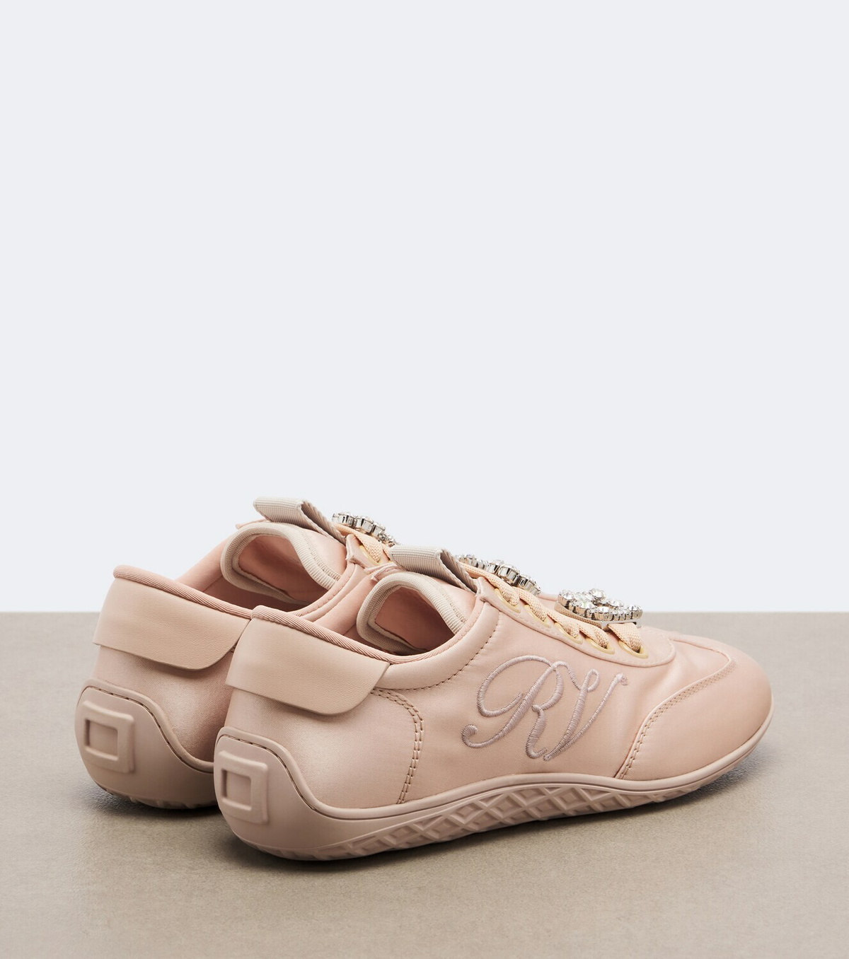 Roger Vivier Viv Low leather-trimmed satin sneakers