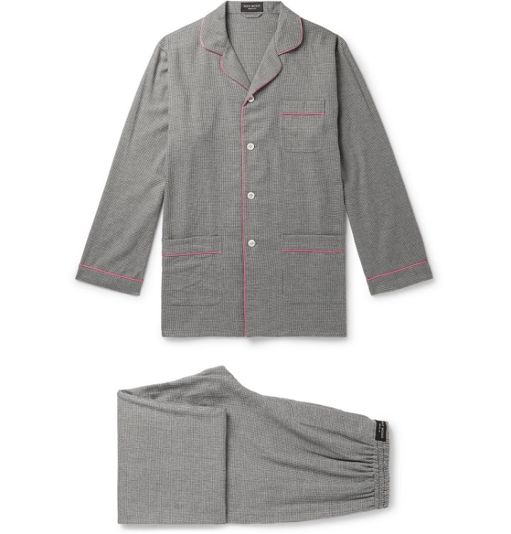 Photo: Maximilian Mogg - Contrast-Tipped Puppytooth Brushed-Cotton Pyjama Set - Gray