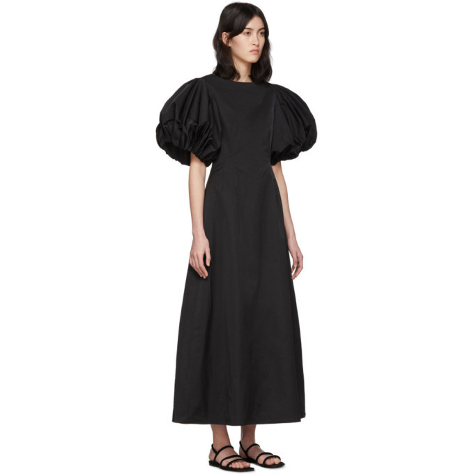 Edit Black Balloon Sleeve Long Dress