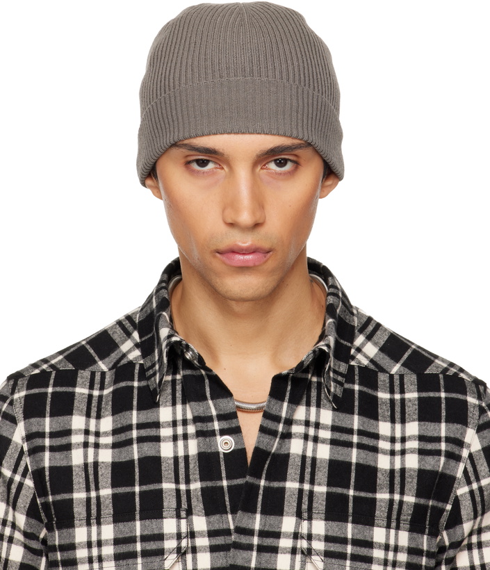 Photo: Rick Owens Gray Temple Ribbed Beanie