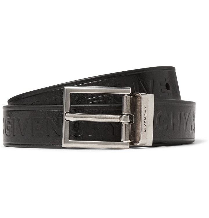 Photo: Givenchy - 3cm Black Reversible Embossed Smooth and Full-Grain Leather Belt - Black