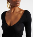 Saint Laurent Ribbed-knit silk top