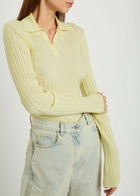 Calvin Klein Amber Ribbed Wool Polo top Yellow Light