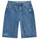 Men's AAPE Jacquard Denim Shorts in Light Blue