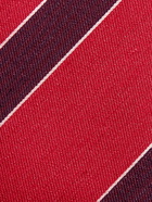 CHARVET - 7.5cm Striped Silk and Linen-Blend Tie - Red