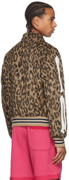 AMIRI Black & Brown Leopard Bones Bomber Jacket