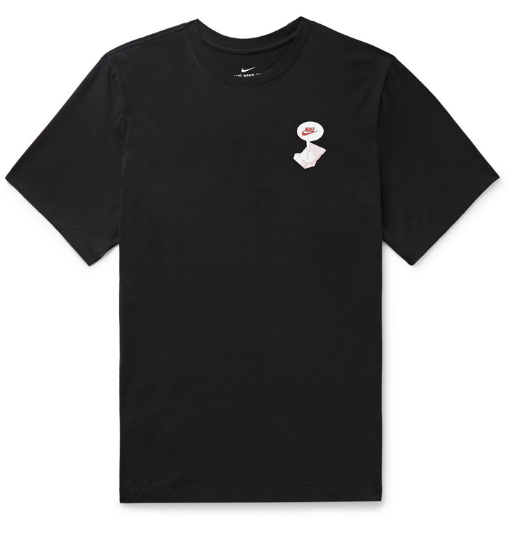 Photo: Nike - Sportswear Logo-Print Cotton-Jersey T-Shirt - Black