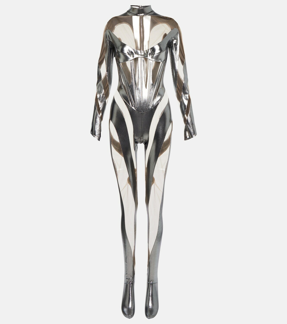 MUGLER 25P10SA005390121999 関税送料込 Mugler - Paneled High Neck mesh jumpsuit Mugler