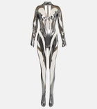 Mugler - Paneled mesh jumpsuit