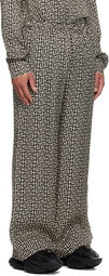 Balmain Off-White & Black Monogrammed Flowing Trousers