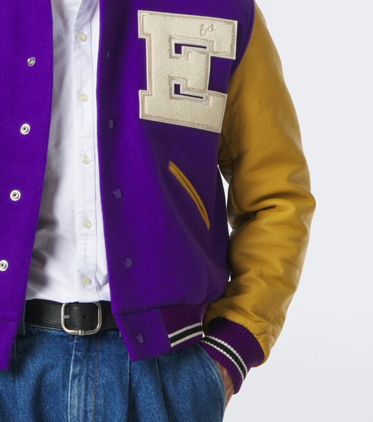 ERL Leather-trimmed wool-blend bomber jacket