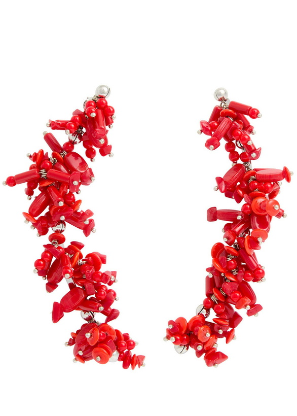 Photo: Dries Van Noten Beaded Drop Earrings - Red - One Size