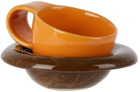 BOMBAC Orange & Brown Splatter Mug & Bowl Set