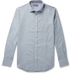 Ralph Lauren Purple Label - Cutaway-Collar Brushed Herringbone Cotton Shirt - Blue