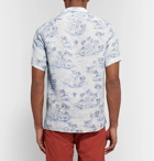 Hartford - Slam Camp-Collar Printed Linen Shirt - Blue