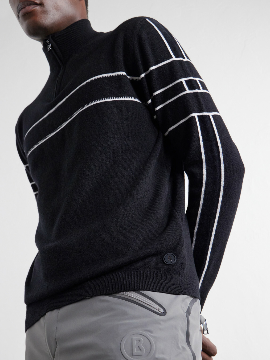 BOGNER - Kuno Striped Jacquard-Knit Wool Half-Zip Ski Midlayer - Black