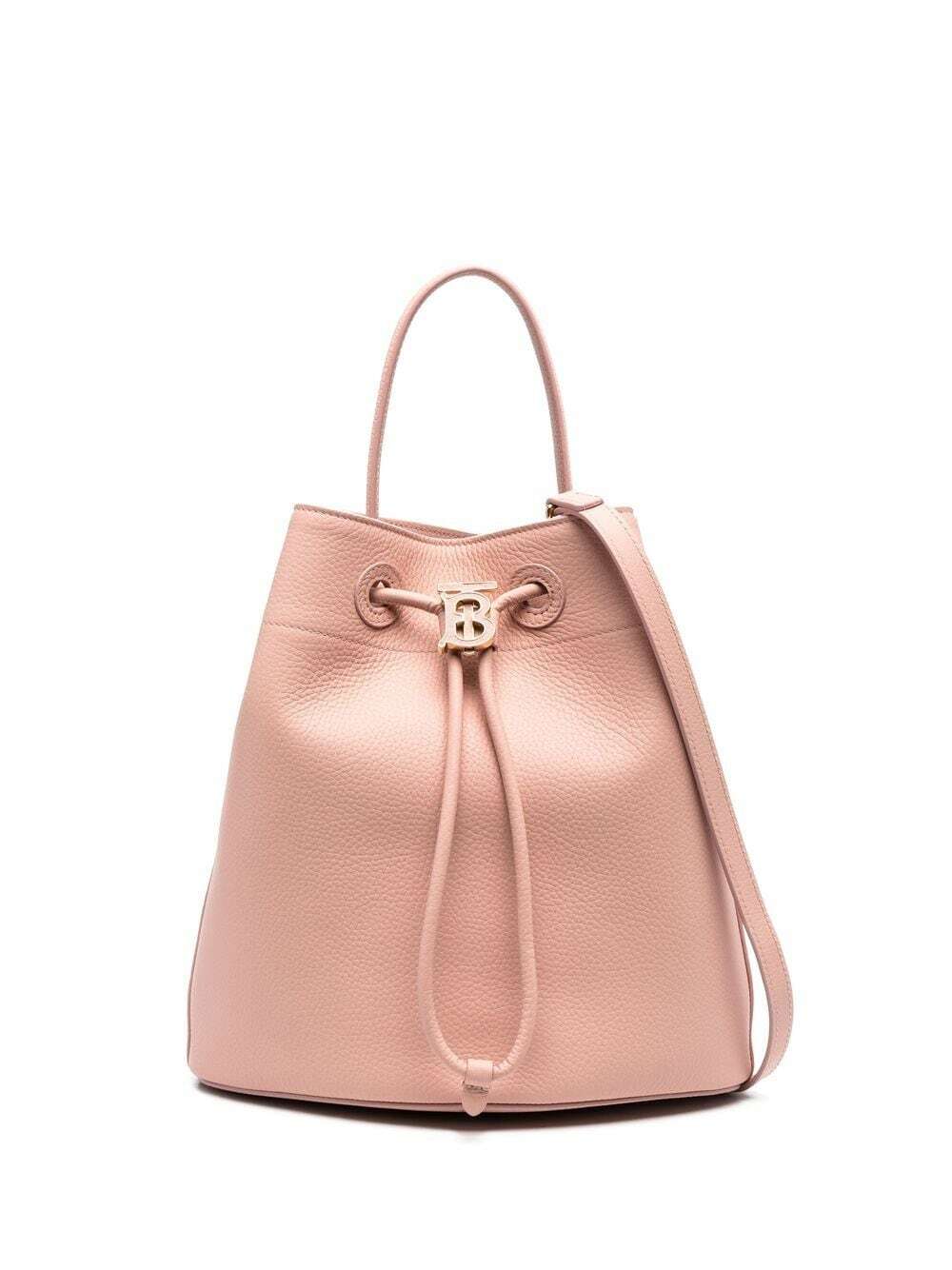 BURBERRY Small Leather Drawstring Bucket Bag Burberry