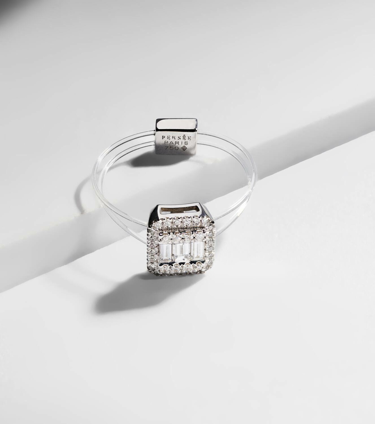 Persée Floating 18kt white gold ring with diamonds