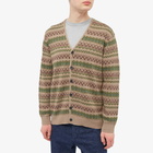 Beams Plus Men's Fair Isle Jaquard Cardigan in Beige