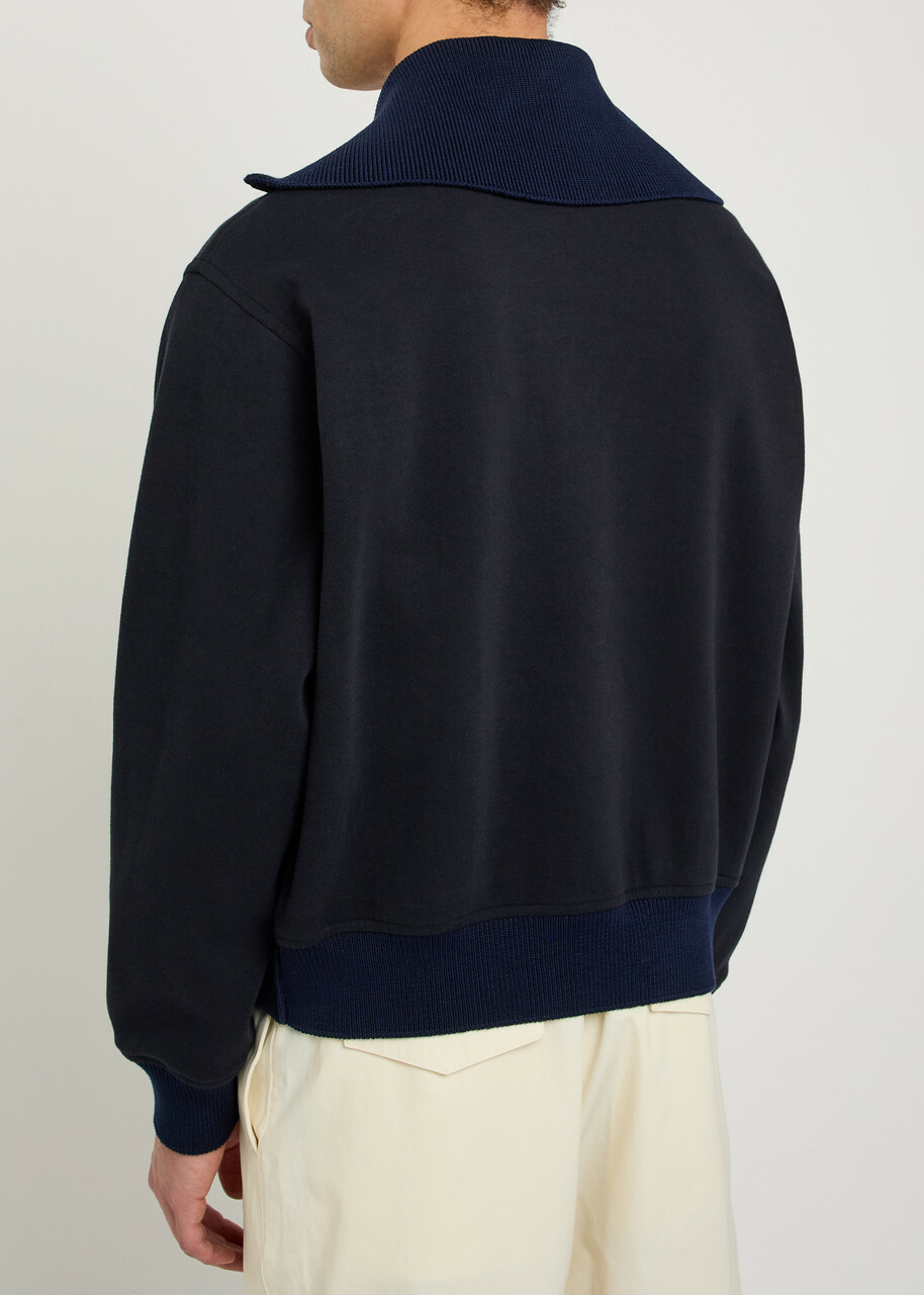 Jil Sander Half-zip Cotton Polo Sweatshirt Navy
