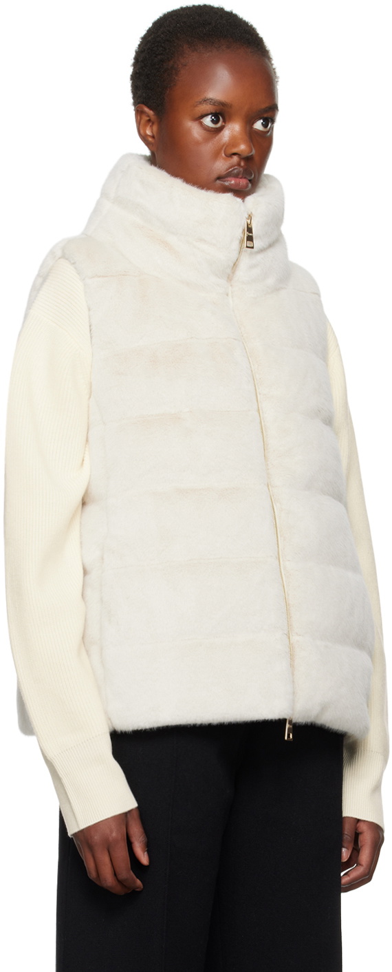 Herno Beige Lady Faux-Fur Down Vest Herno Herno Beige Lady Faux-Fur Down Vest Herno