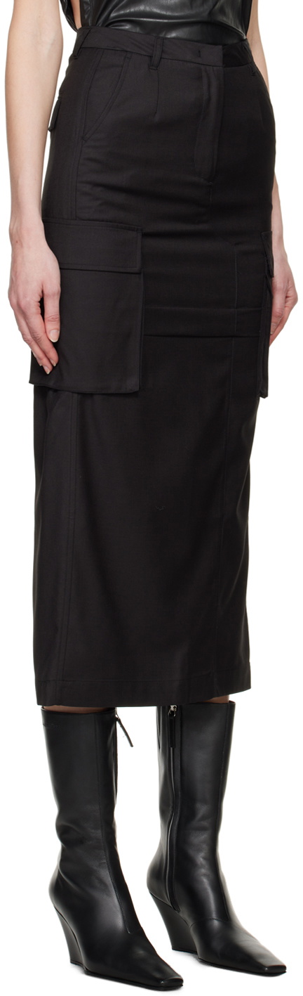 Youth Black Cargo Pocket Maxi Skirt