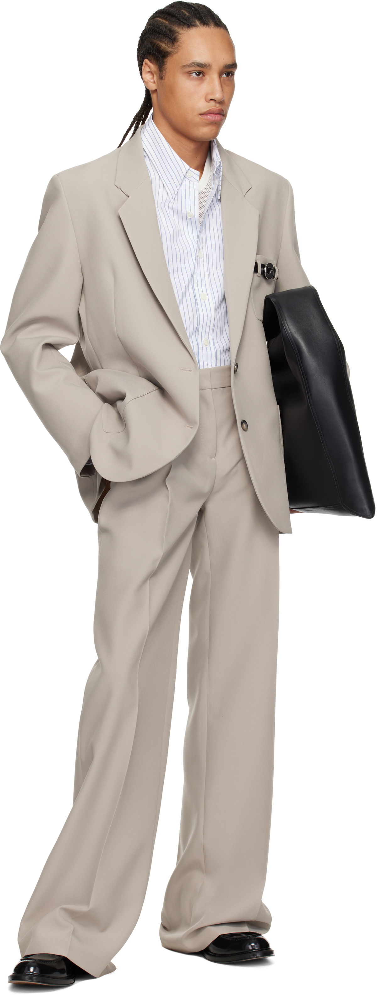 Coperni Beige Belted Pocket Tailored Blazer