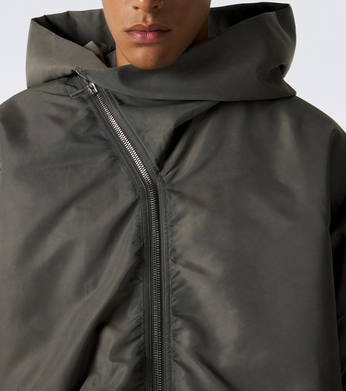 Rick Owens Mountain Hun satin hooded jacket