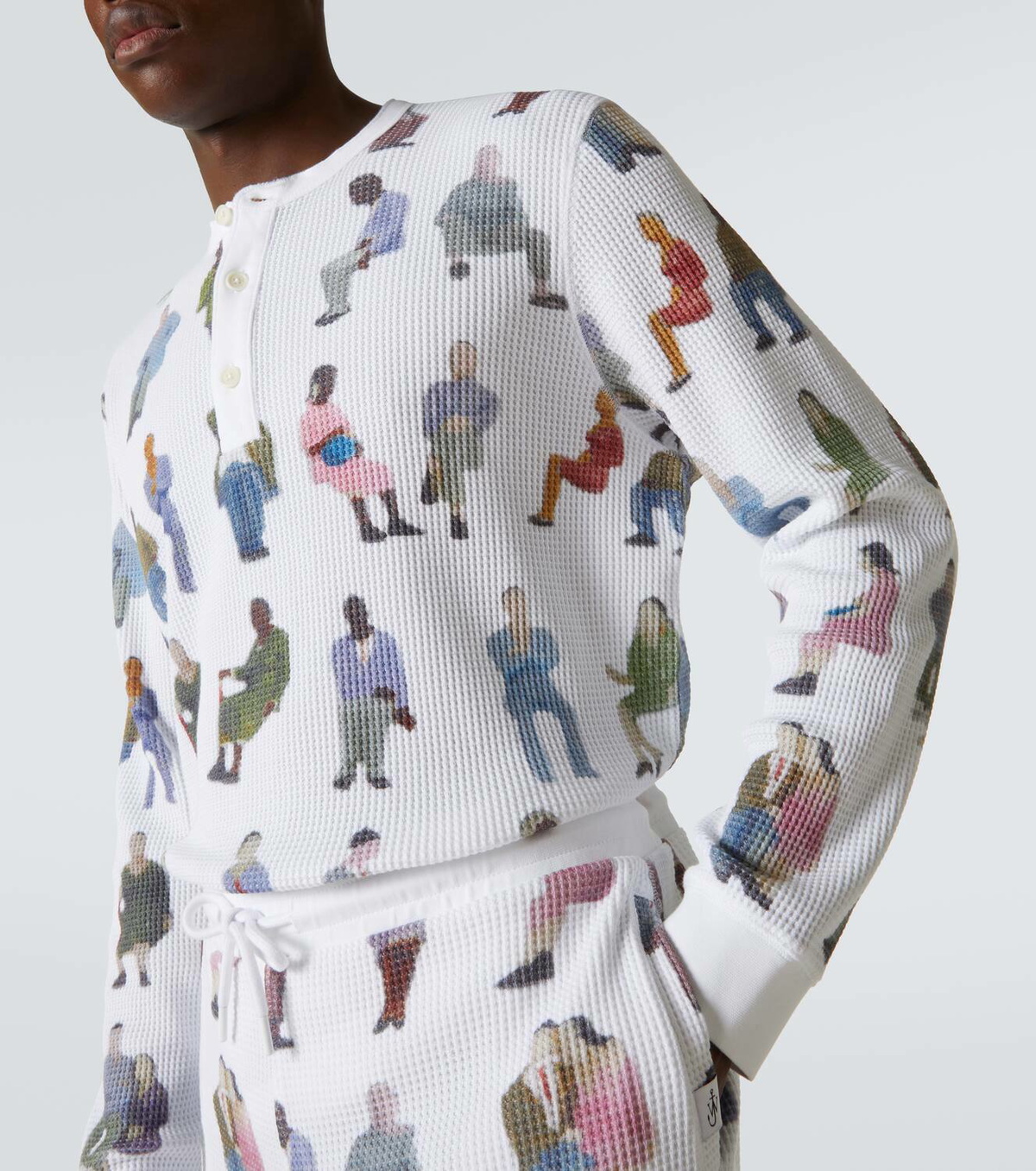JW Anderson Printed waffle-knit cotton Henley shirt JW Anderson