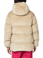 MC2 Saint Barth Woman Beige Corduroy Down Padded Jacket With Hoodie
