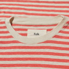 Folk Men's Classic Stripe T-Shirt in Tropical Pink/Ecru