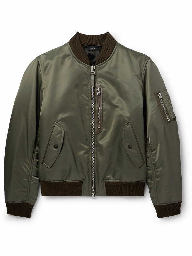 Photo: TOM FORD - Leather-Trimmed Shell Bomber Jacket - Green