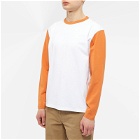 Country Of Origin Men's Long Sleeve Baseball T-Shirt in White/Sunshine Orange