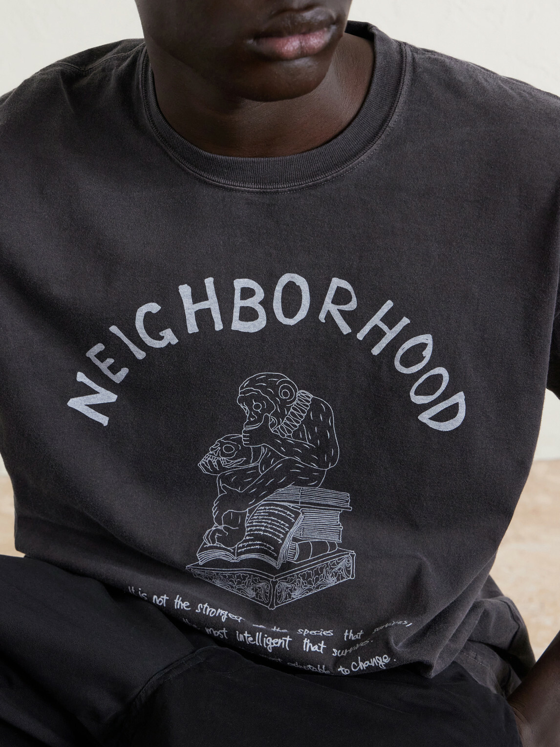 Neighborhood - Printed Cotton-Jersey T-Shirt - Gray