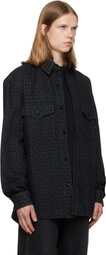 BALMAIN Black Monogram Denim Overshirt