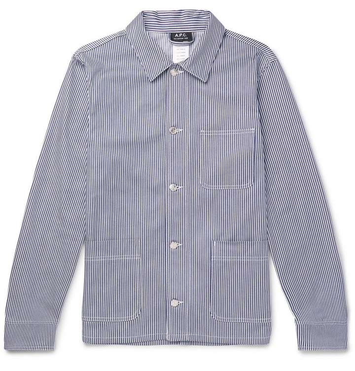 Photo: A.P.C. - Striped Cotton-Twill Shirt Jacket - Blue
