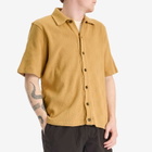Universal Works Men's Checkerboard Button Through Polo in Sand