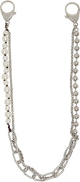 Marni Silver & White Metal & Faux-Pearls Charm Wallet Chain