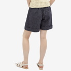 DONNI. Women's Linen Stripe Pleated Short in Stone Stripe