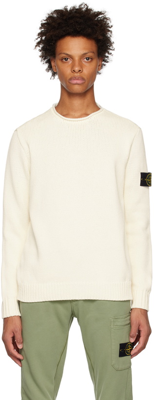 Photo: Stone Island Off-White Crewneck Sweater