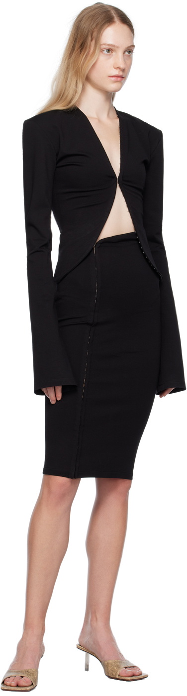 Jade Cropper Black Hook-Eye Midi Skirt