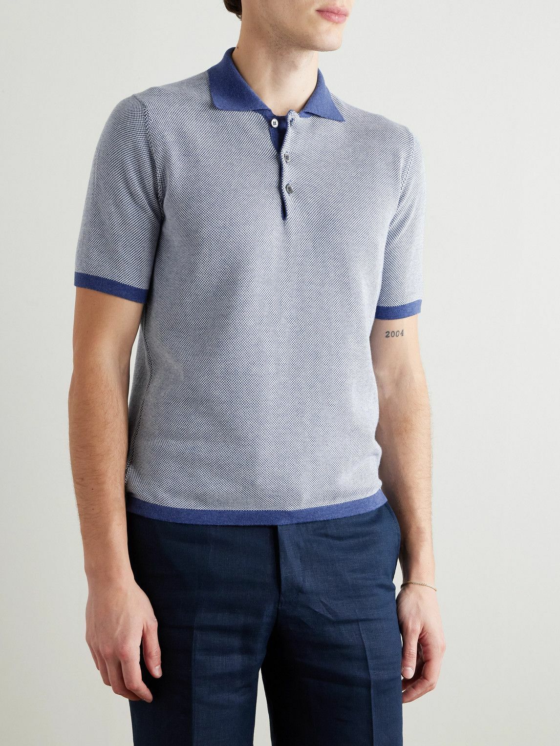 Kingsman - Birdseye Cotton Polo Shirt - Blue