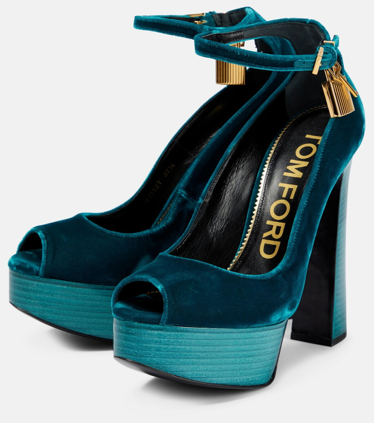 TOM FORD Padlock embellished velvet sandals